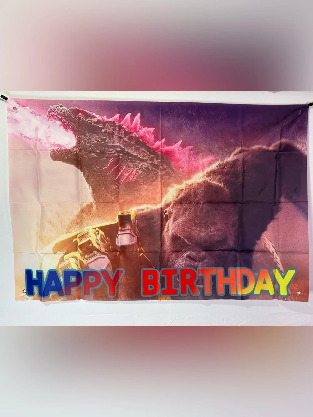 Godzilla Vs. Kong Happy Birthday Backdrop Banner 50”x33”